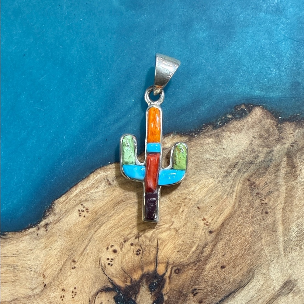 Reversible Colorful Cactus Pendant